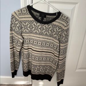 J. Crew Black and Cream Patterned Sweater